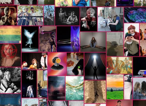 A collage of photos from performances happening in SparkFest 2025
